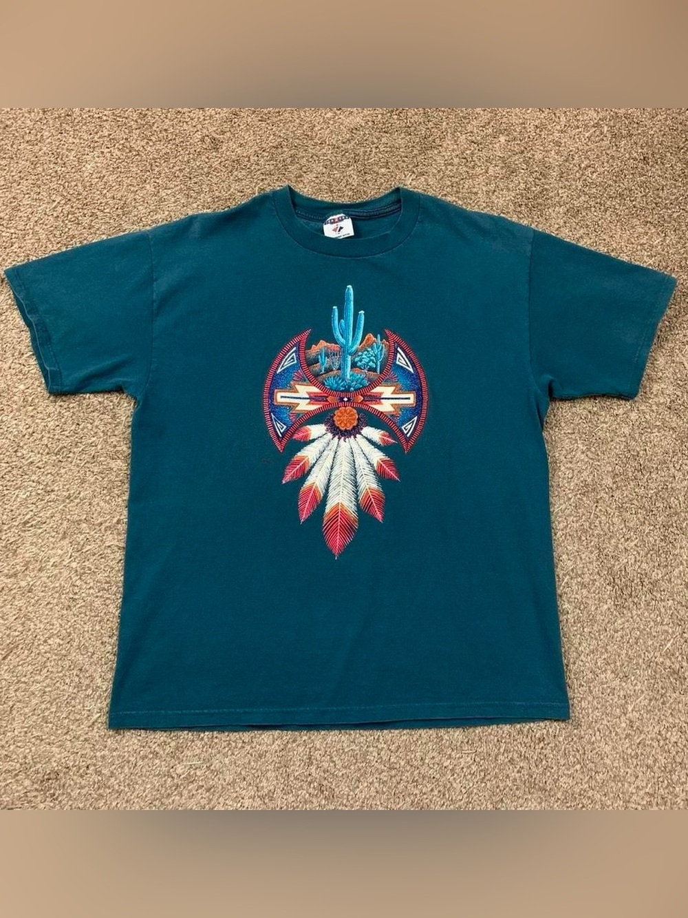 Vintage Jerzees Shirt Mens Large Dream Catcher Feather Southwestern Desert Tee